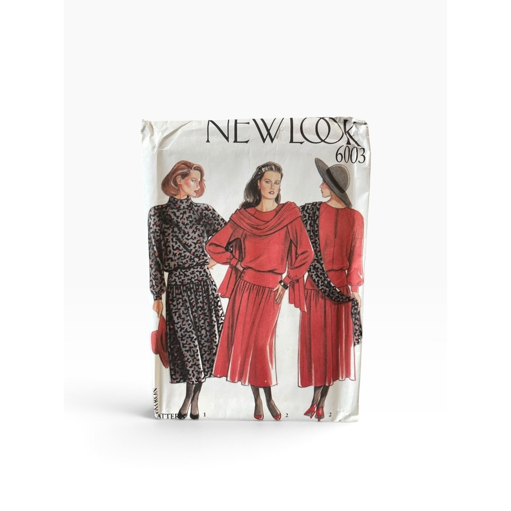 NEW LOOK 6003 Dress Pattern Size 8-18 Women's 1980s Vintage Uncut